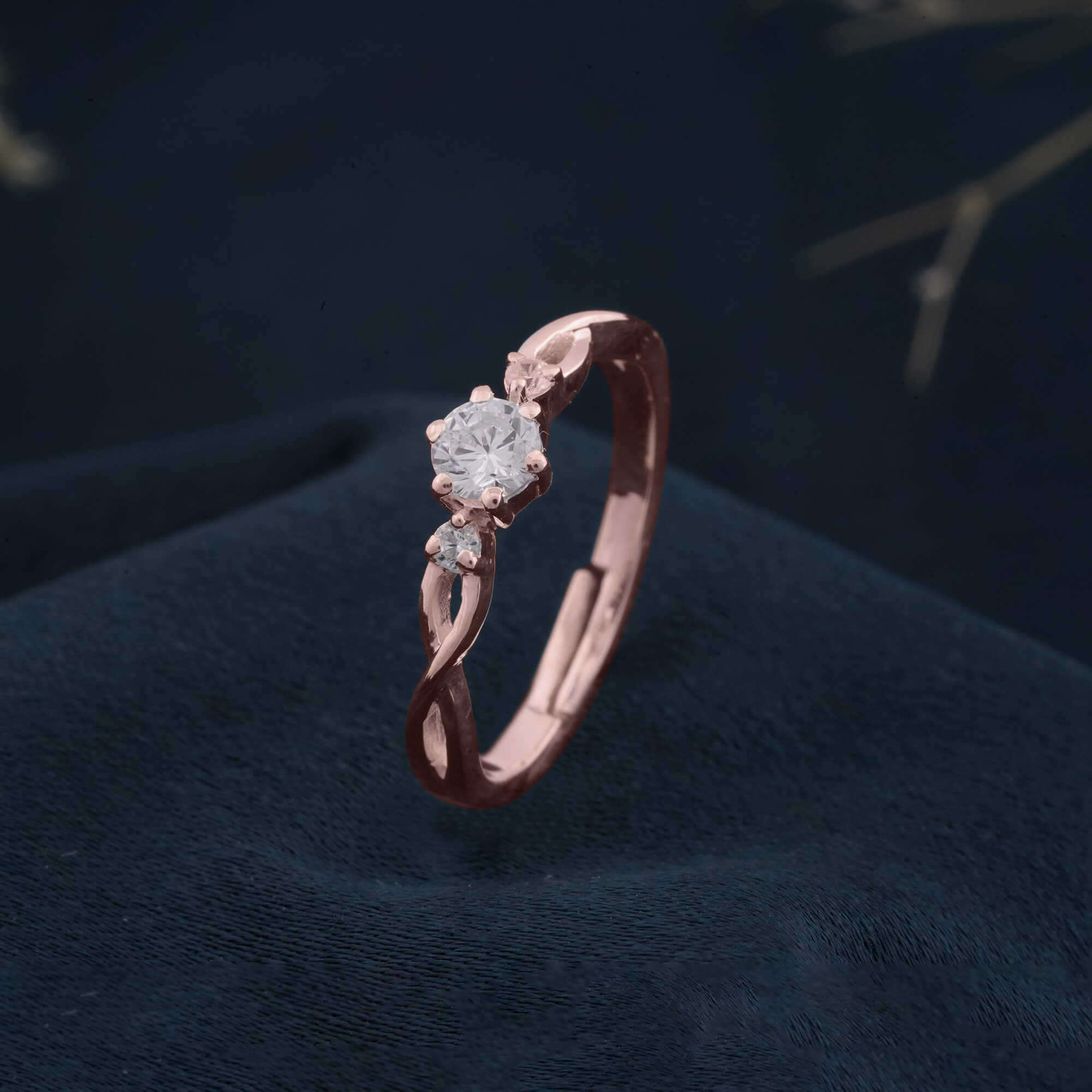 Rose Gold Wave Love Women's Band Ring - Main Image