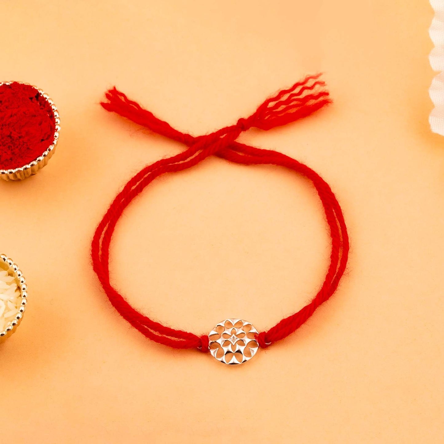 Silver Rakhi: Silver Sayukta Mesh Rakhi