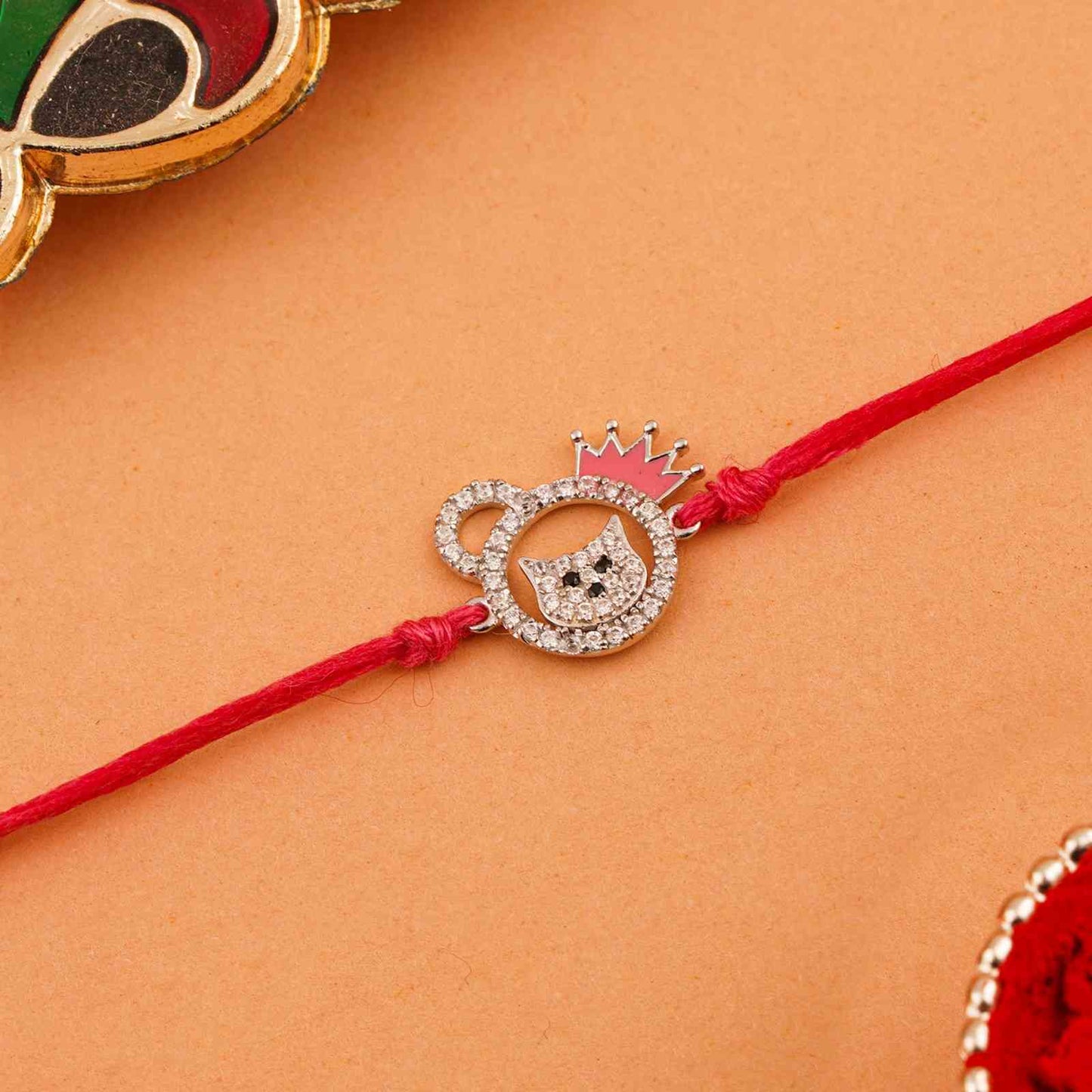 Silver Rakhi: Silver Kitty Rakhi For Kids
