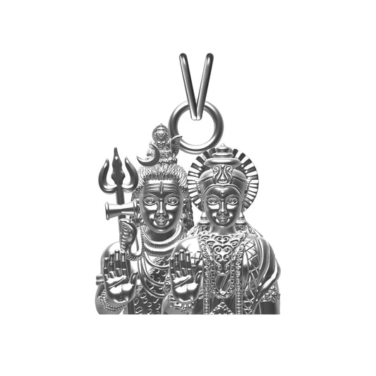 Silver God Shiv Parvati Pendant