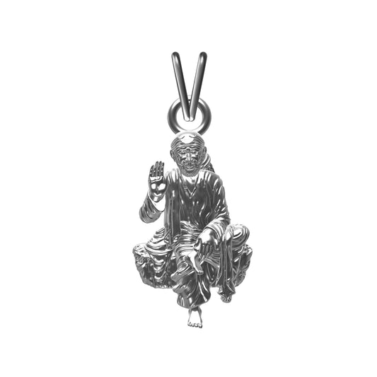 Silver Shirdi Sai Baba Blessing Pendant