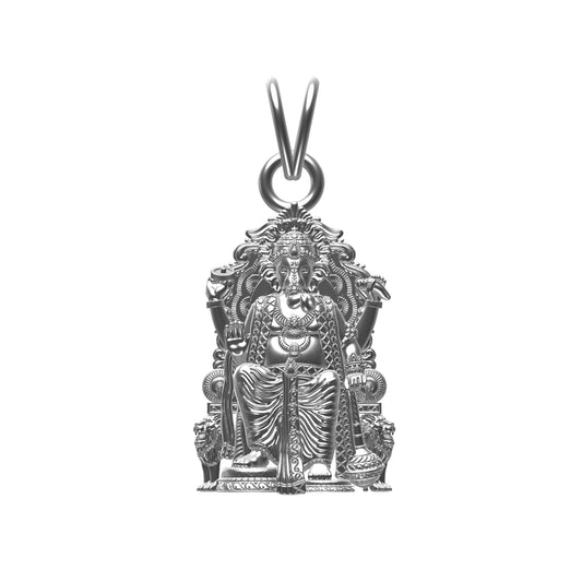 Silver Lalbagcha Raja Idol Silver Pendant