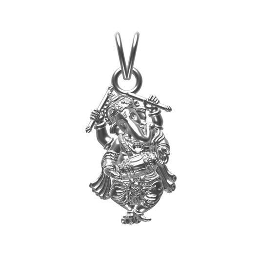 Silver God Ganesha Dancing Sterling Silver Pendant