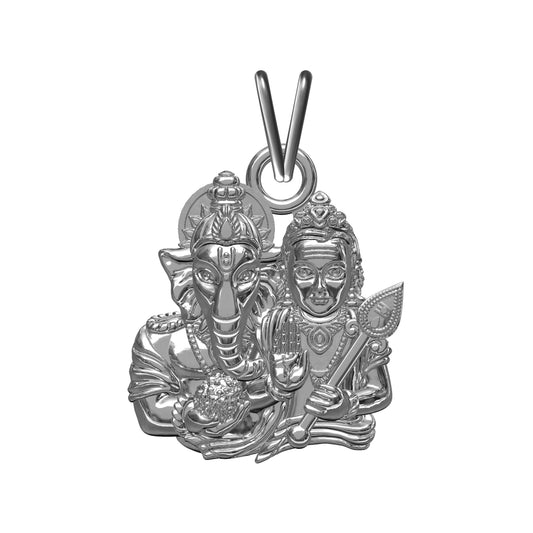Silver Lord Ganesha And Kartik Pendant