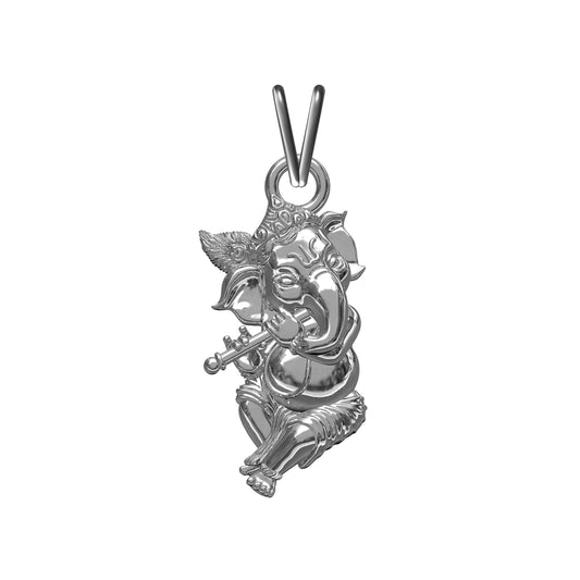 Silver God Ganesha Silver Pendant In Krishna Avatar
