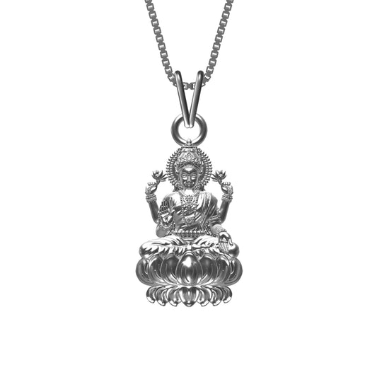 Silver Lakshmi God Hindu Pendant