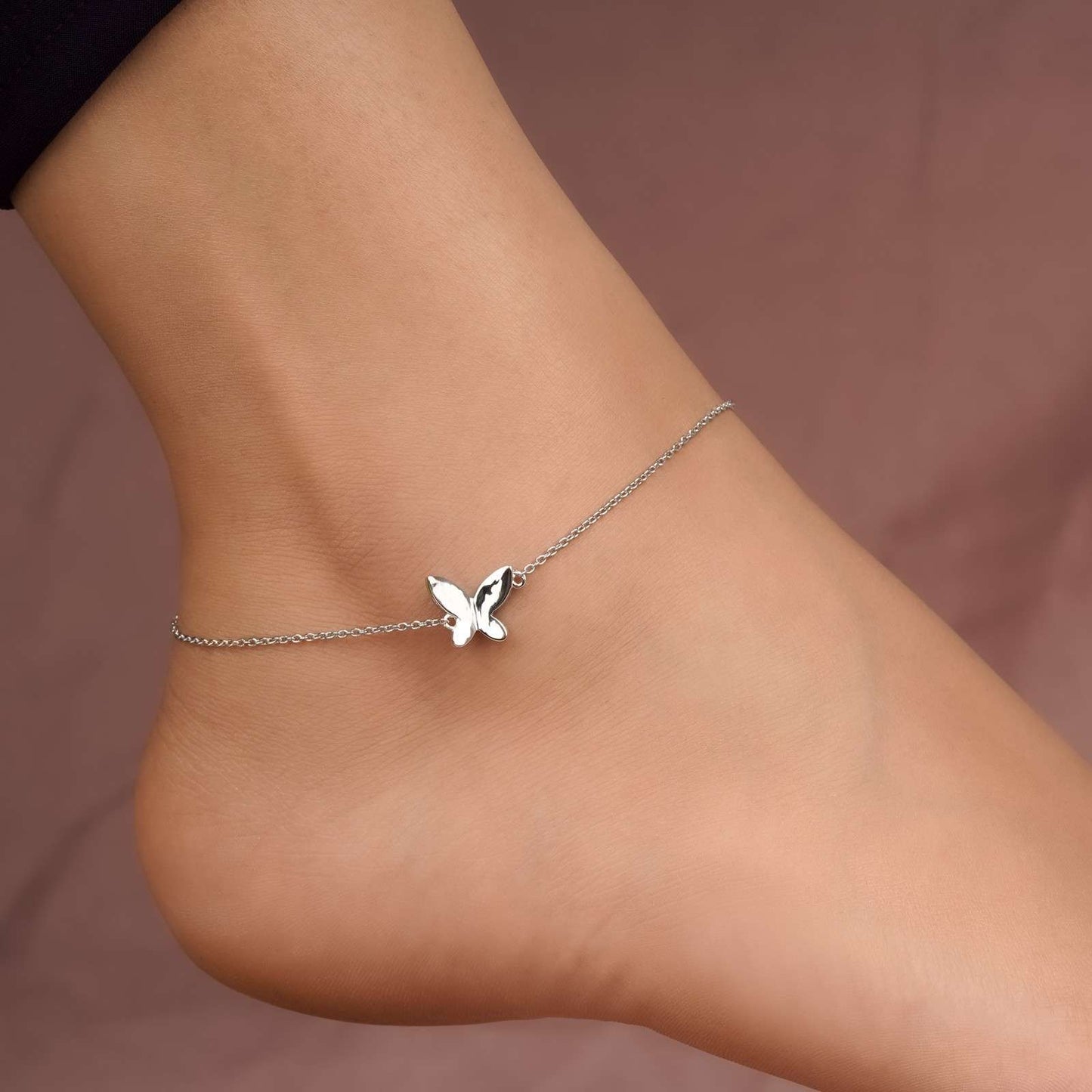Silver Mini Butterfly Anklet