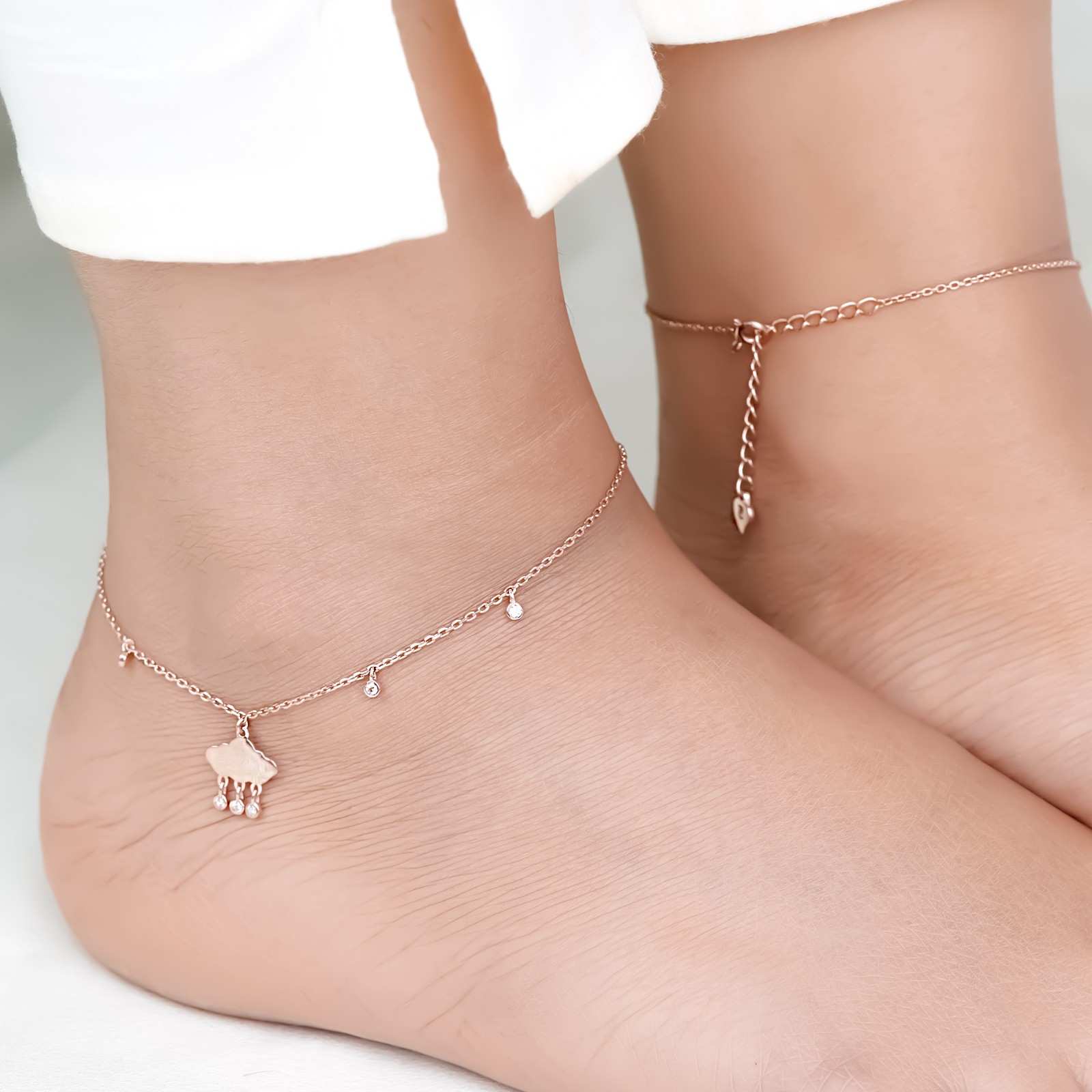 Rose Gold Cloud Of Love Anklet - Main Image