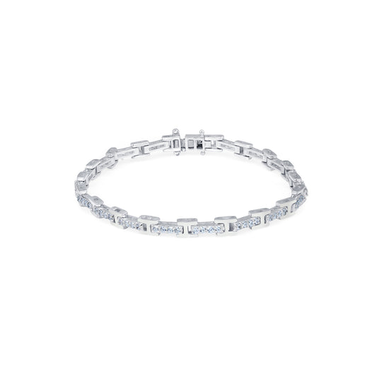 Silver Cluster Diamond Studded Bracelet
