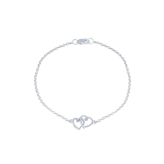 Sterling Silver Two Heart Bracelet