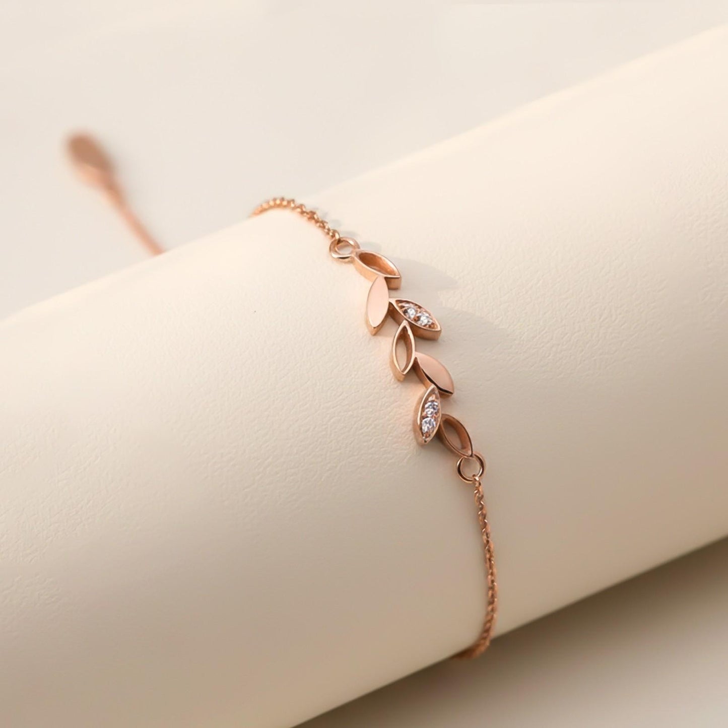 Rose Gold Olive Leaf Bracelet