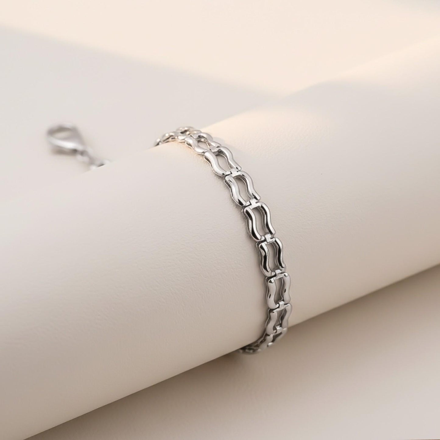 Silver Wave Link Bracelet