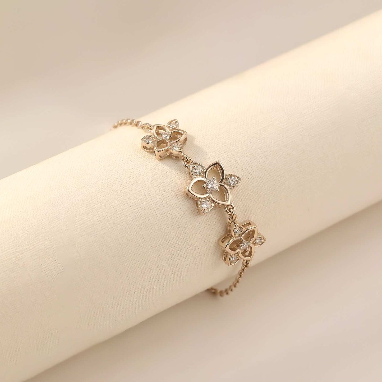 Silver Floral Charm Bracelet