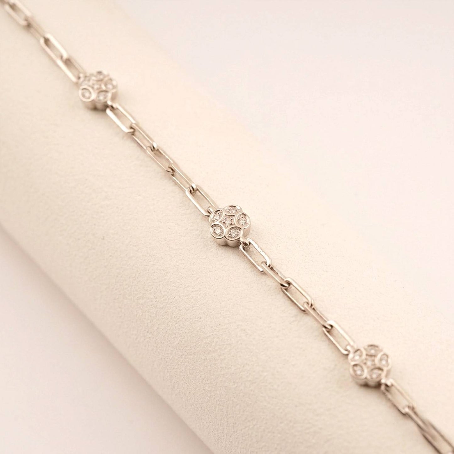 Silver Floral Link Bracelet