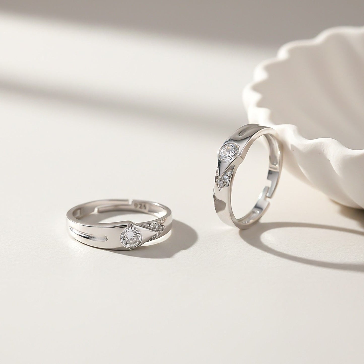 Silver Love Unfolds Couples Bands