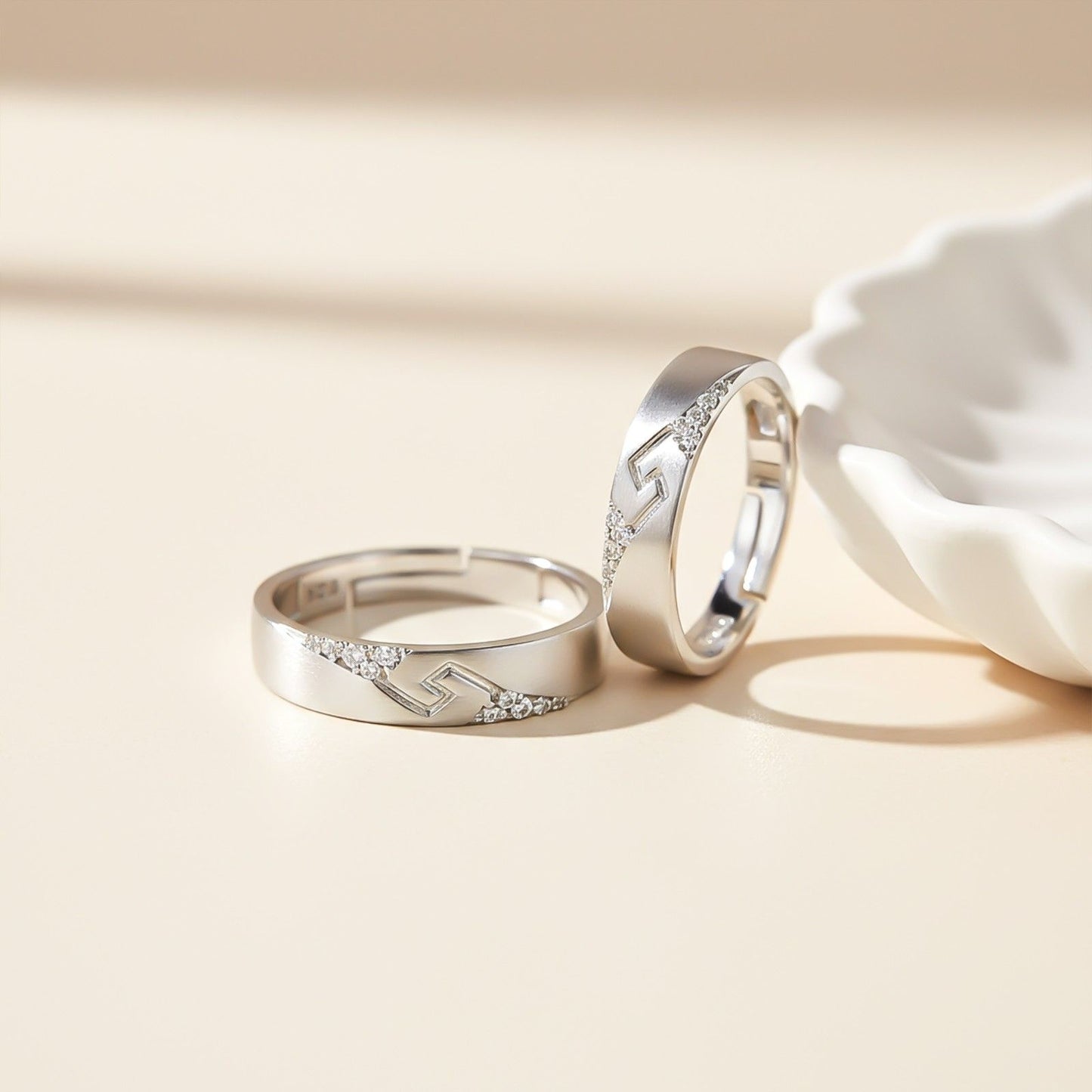 Silver Vintage Couple Matching Bands