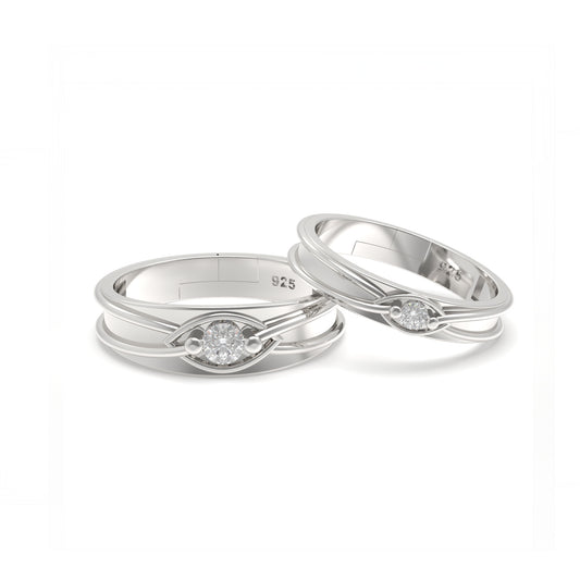 Silver Round Criss Cross Couple Bands
