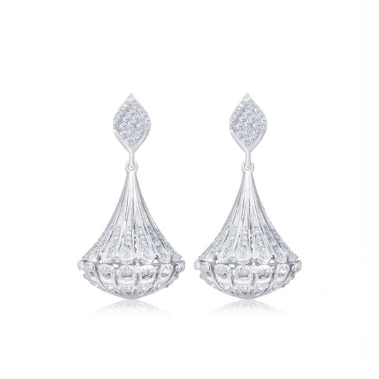 Silver Jhumka Diamond Ethnic Wear Earrings