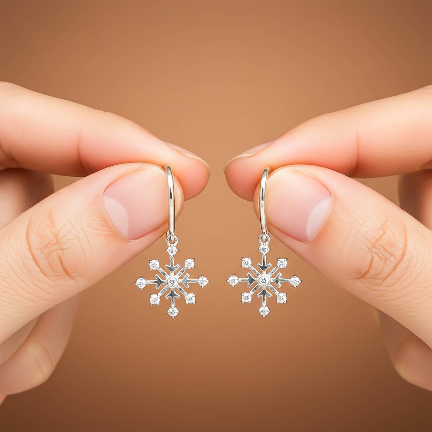 Silver Snowflake Drop Earrings