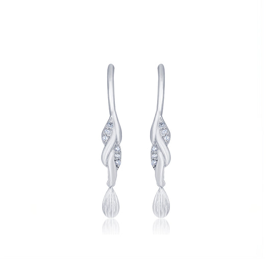 Silver Petals Drop Earrings