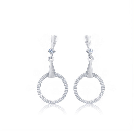 Silver Shiny Circle Drop Earrings