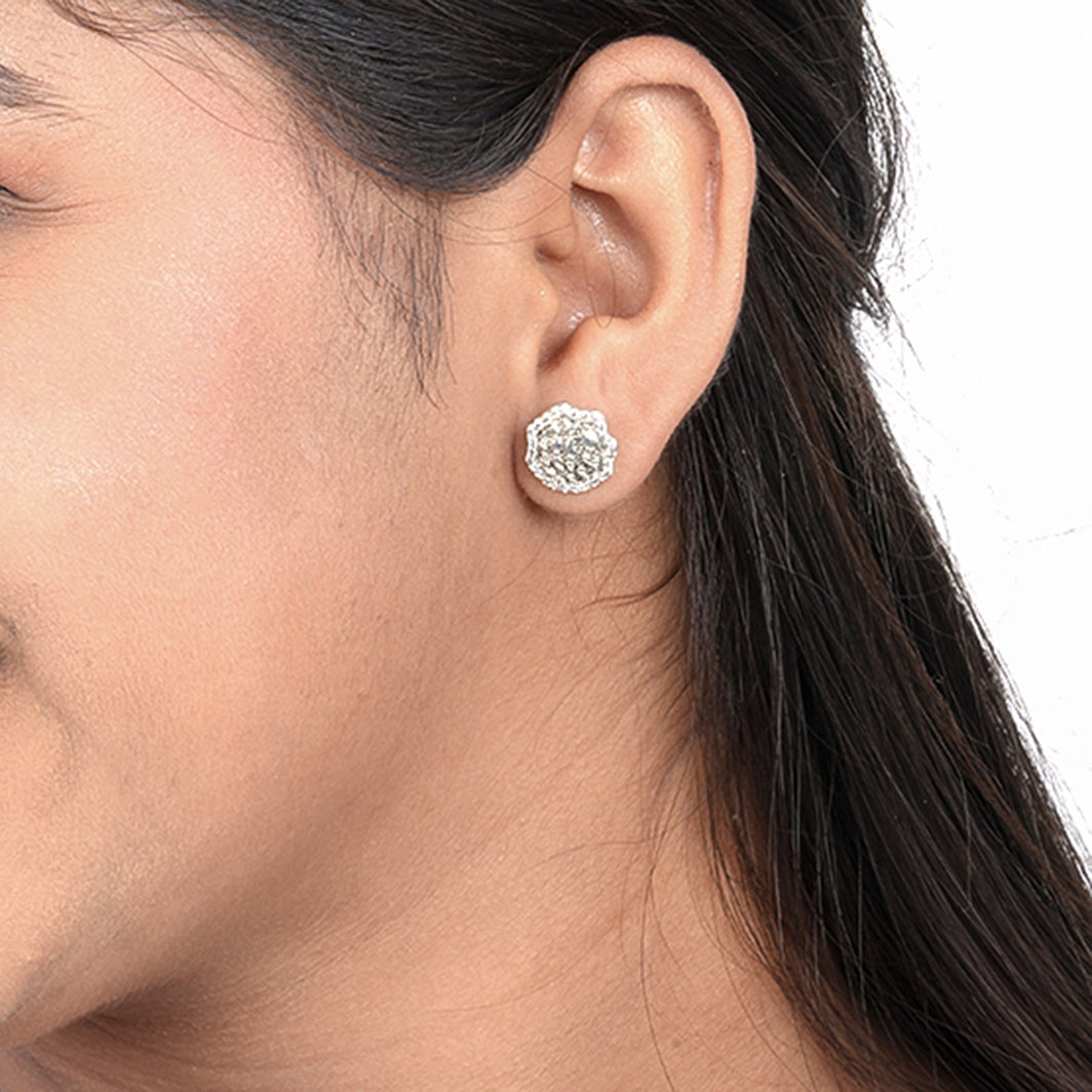 Silver Unisex Nuggets Stud Earrings