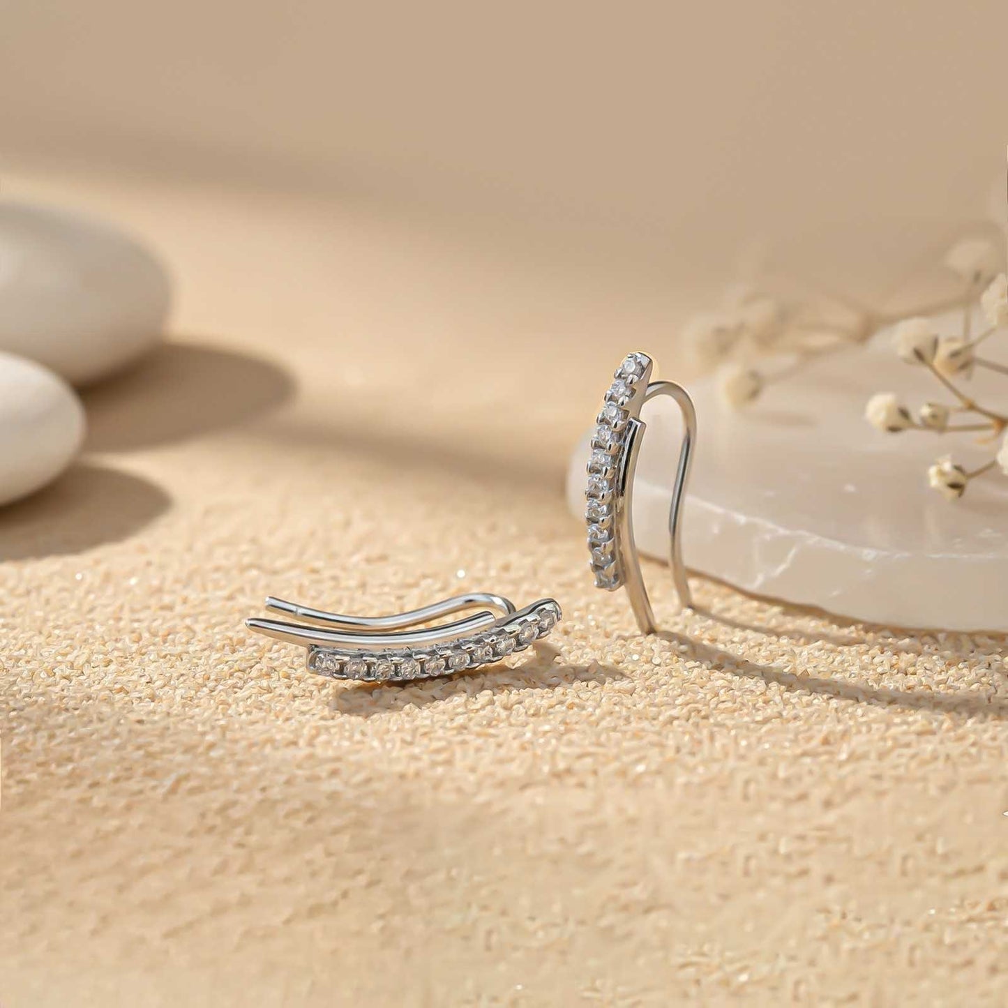 Silver Climber Clip Earrings