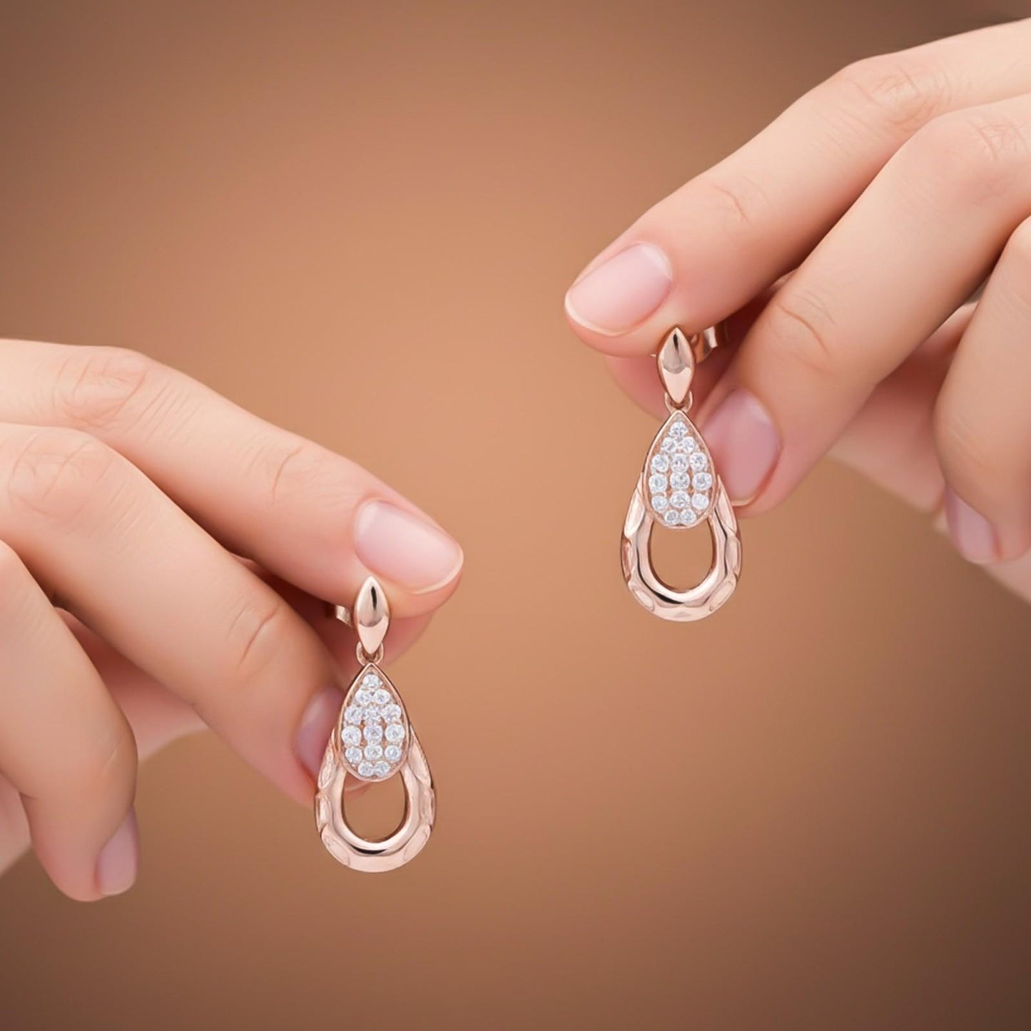 Rose Gold Teardrop Earrings