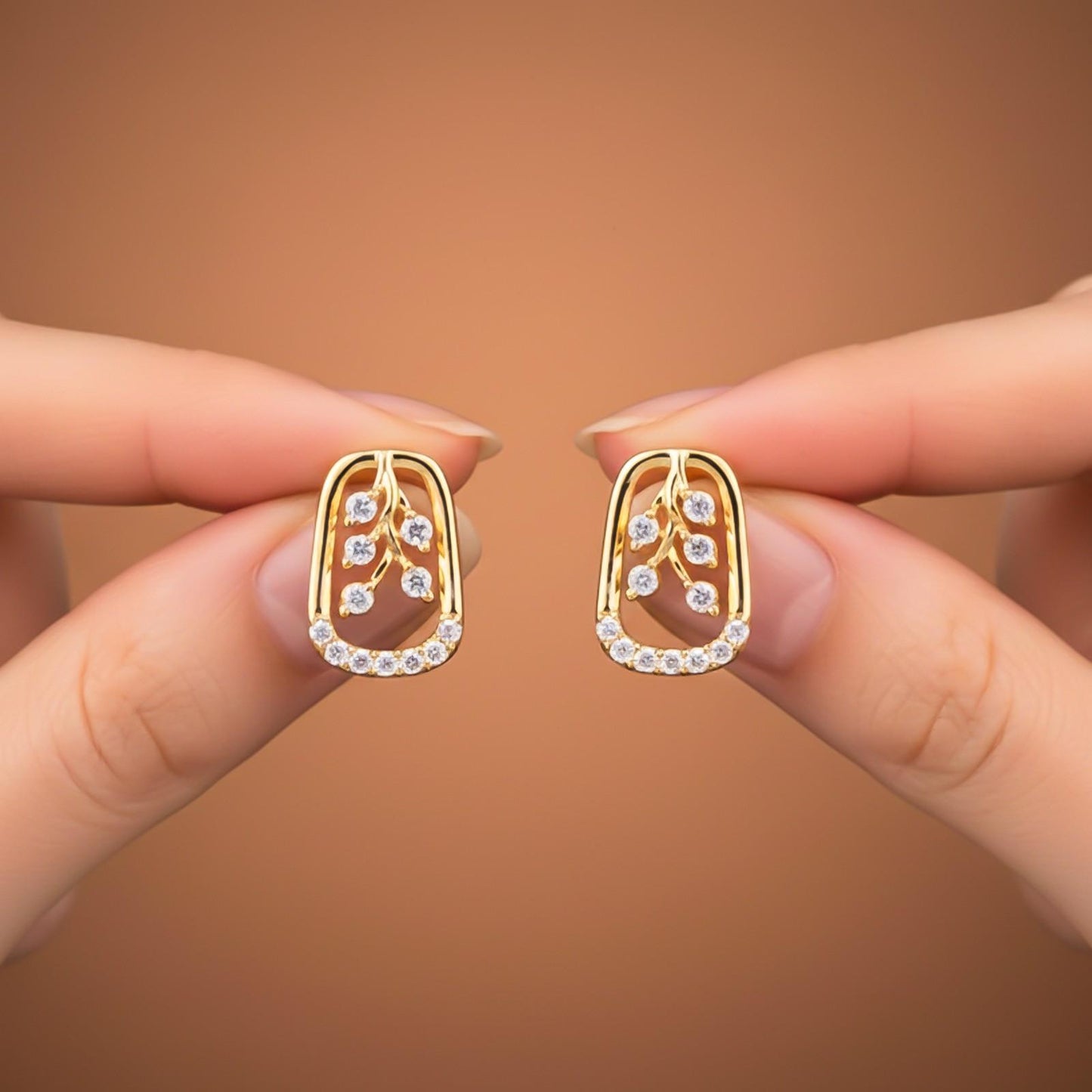 Golden Minimalist Floral Gold Stud Earrings