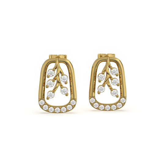 Golden Minimalist Floral Gold Stud Earrings
