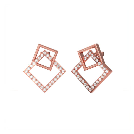 Square Stud Diamond Stud Earrings