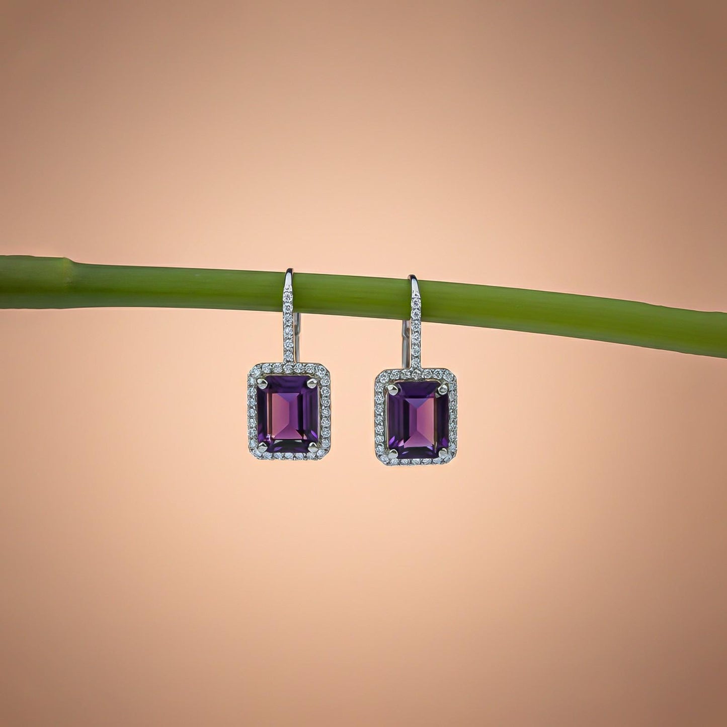 Silver Dreamy Purple Drop Earrings