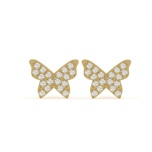Golden Butterfly Cubic Zirconia Stud Earrings