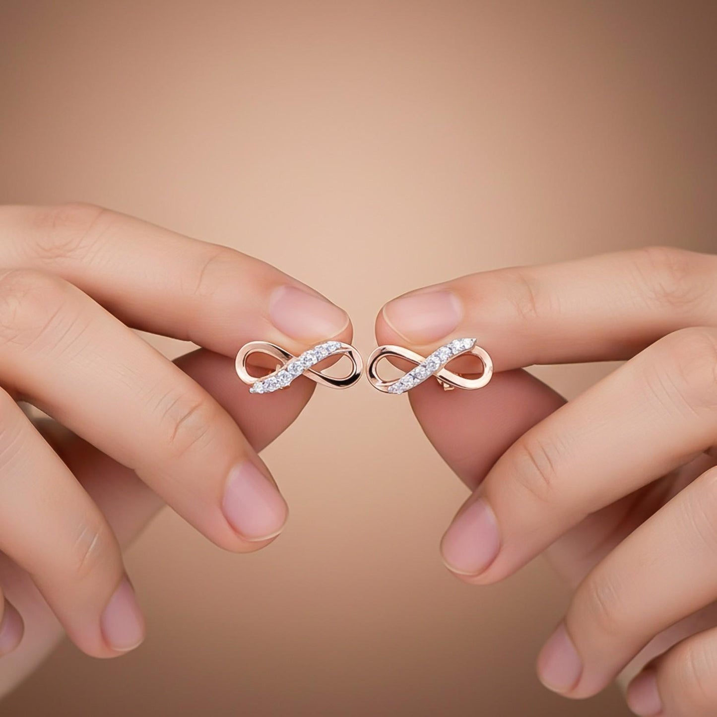 Rose Gold Infinity Stud Earrings