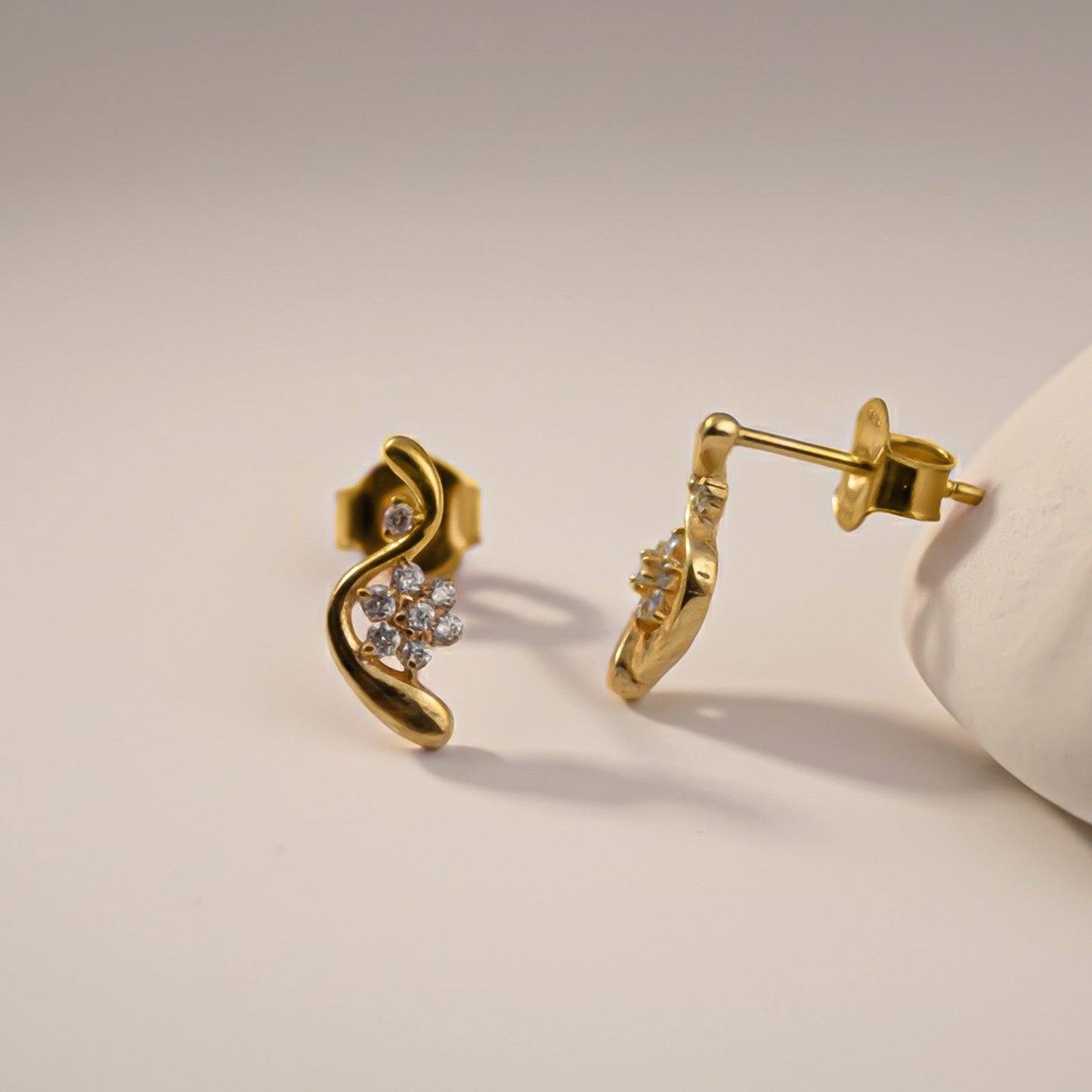 Silver Floral Twist Stud Earrings