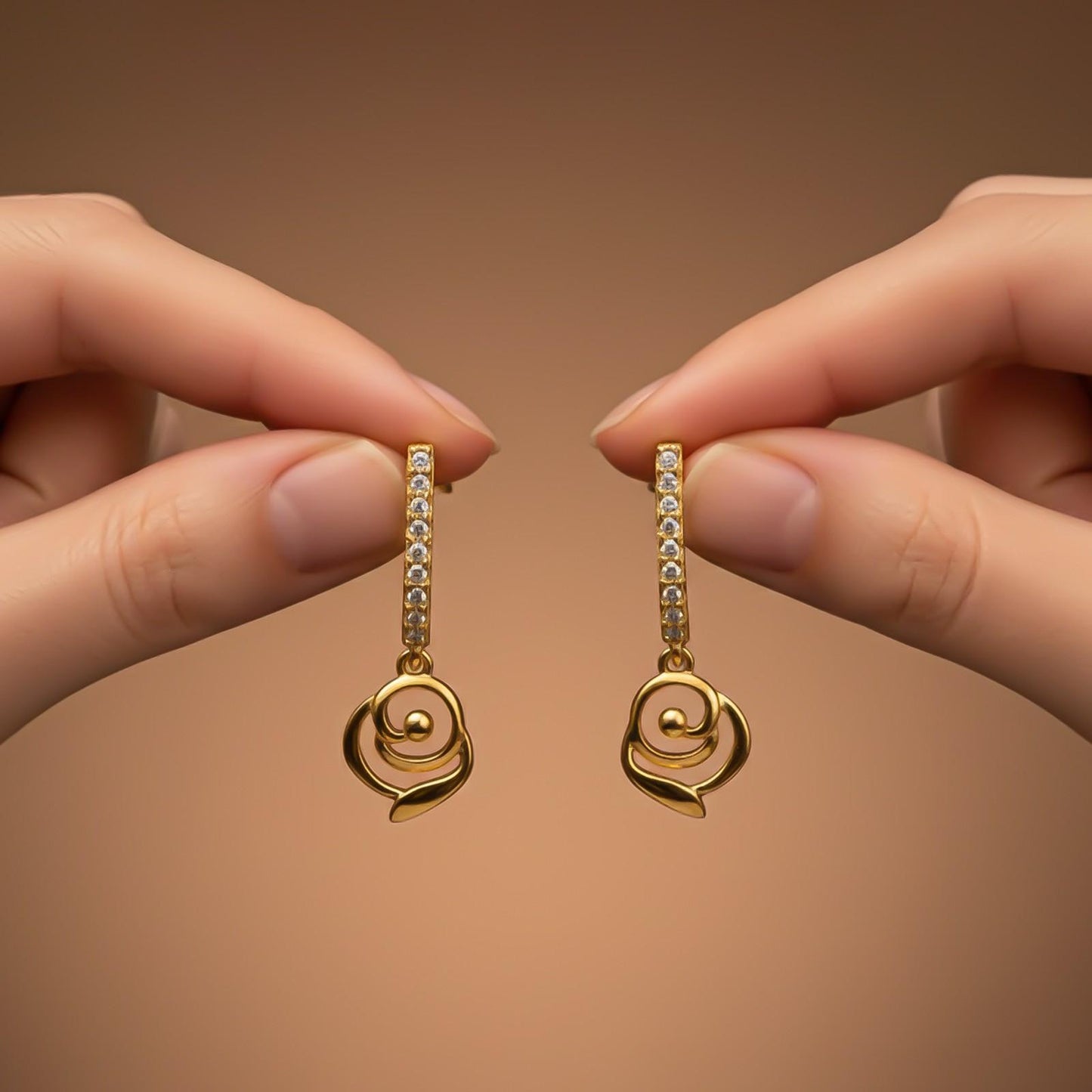 Silver CZ Spiral Drop Earrings for Women