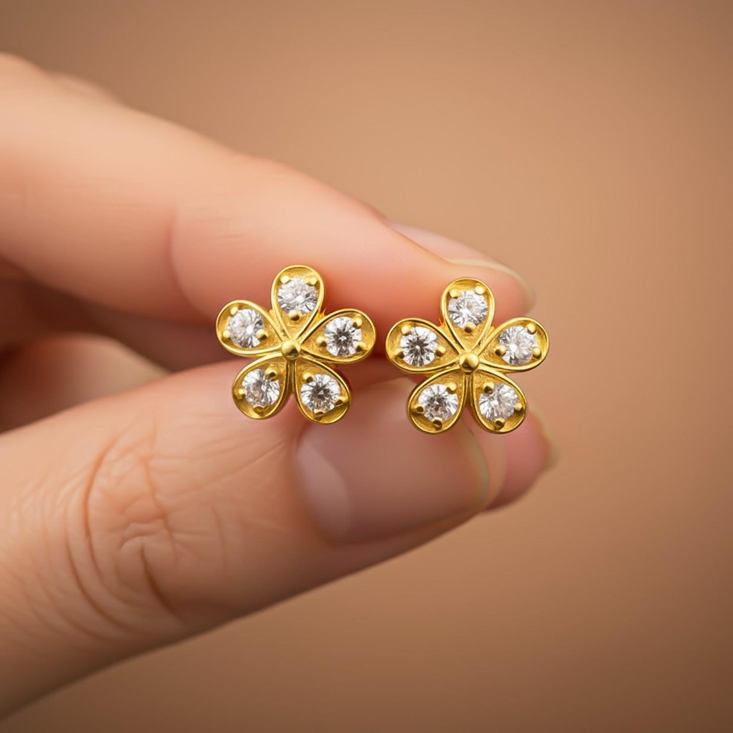 Silver Blossom Sparkle Stud Earrings