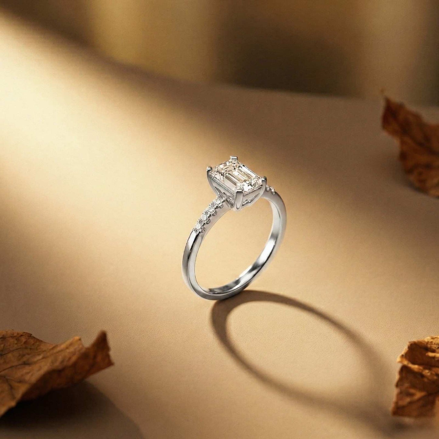 1.30Ct Moissanite Radiant Cut Gold Solitaire Ring