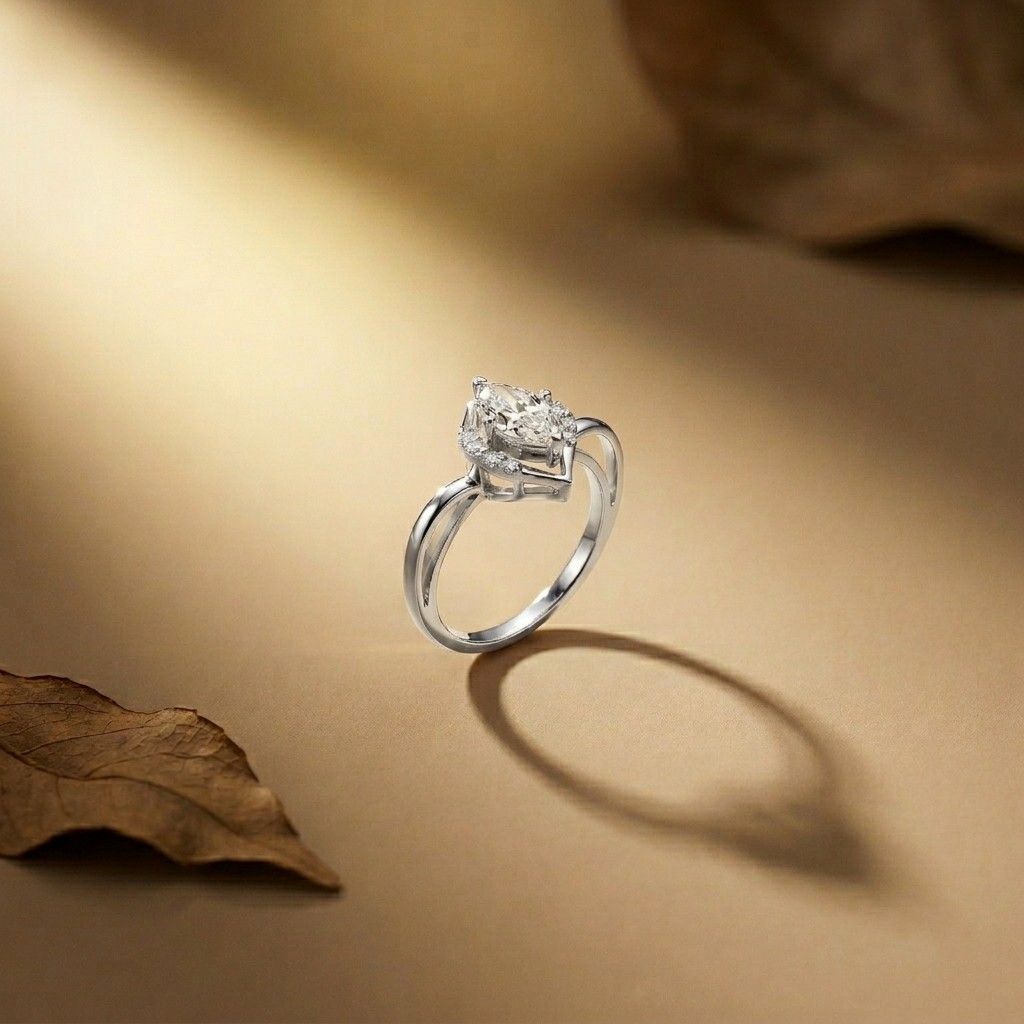 0.88Ct Moissanite Marquise Halo Elegance Ring