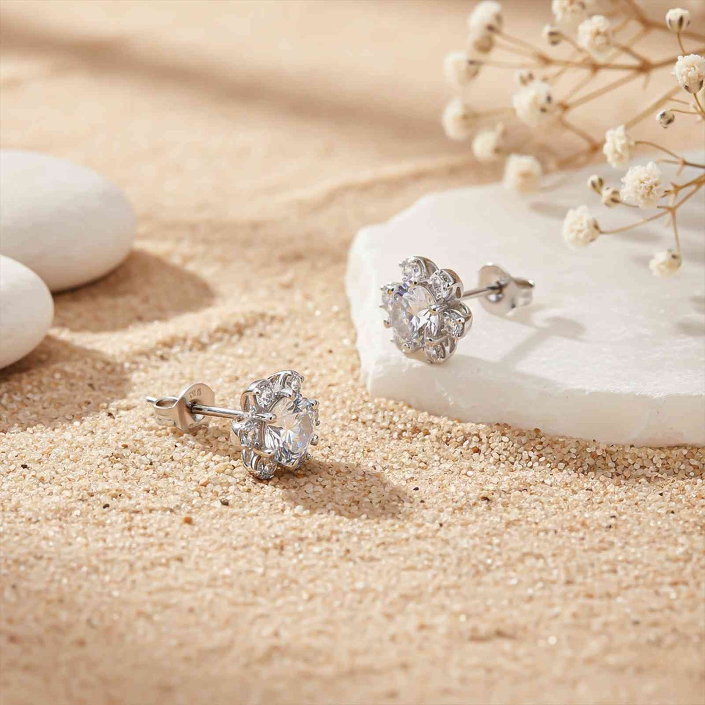 2.75Ct Moissanite Mini Flower Stud Earrings