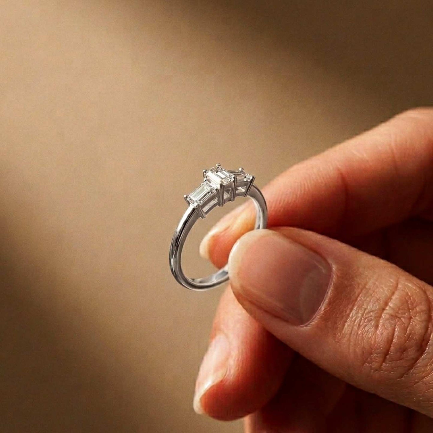 1.68Ct Moissanite Emerald Cut Three-Stone Ring