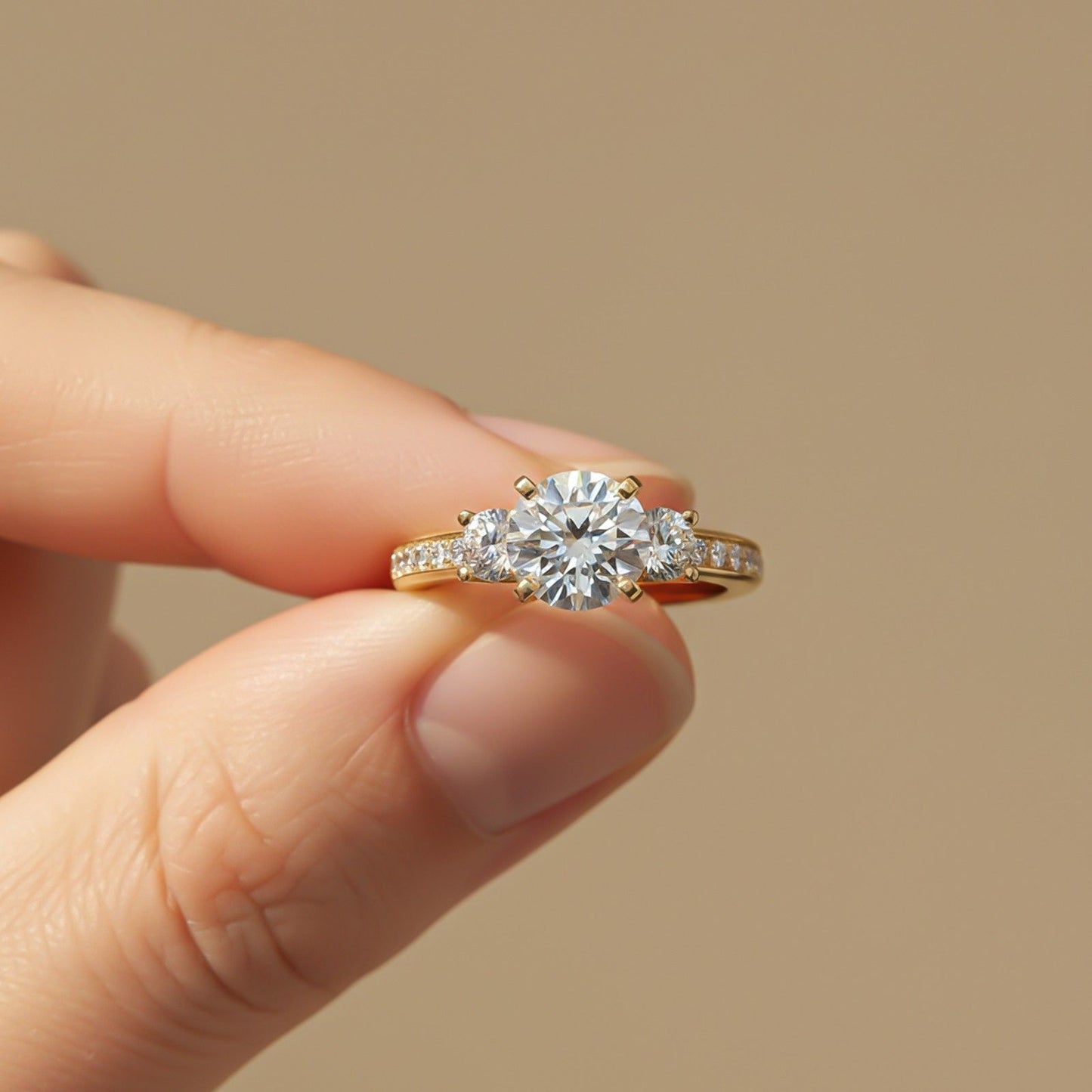 1.50ctw 3 Stone Round Moissanite Ring