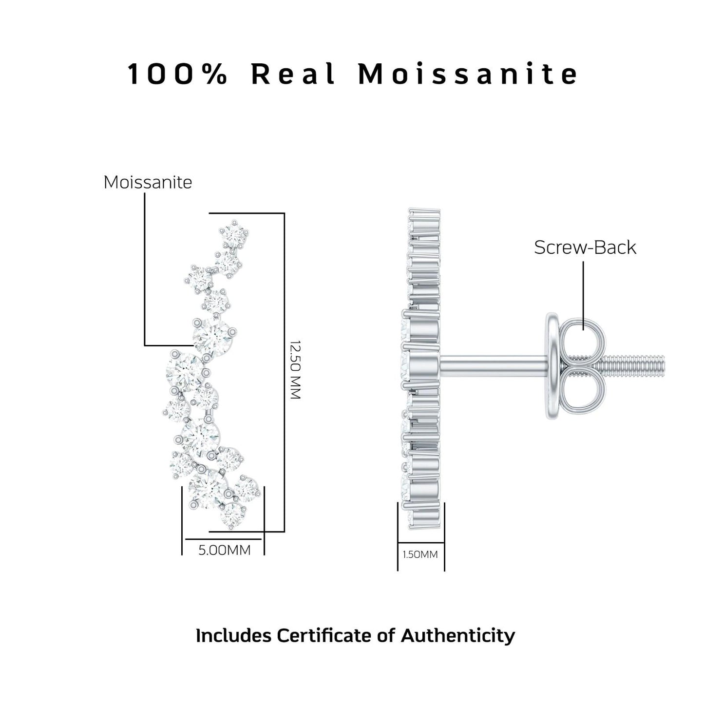 Silver Moissanite, Moissanite Jewelry, Moissanite Jewelry For Women, Certified Moissanite