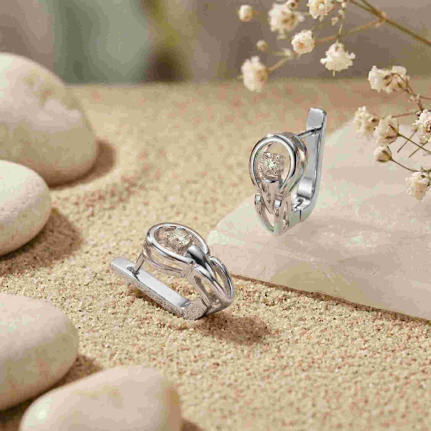 0.18Ct Moissanite Modern Orbit Hoop Earrings