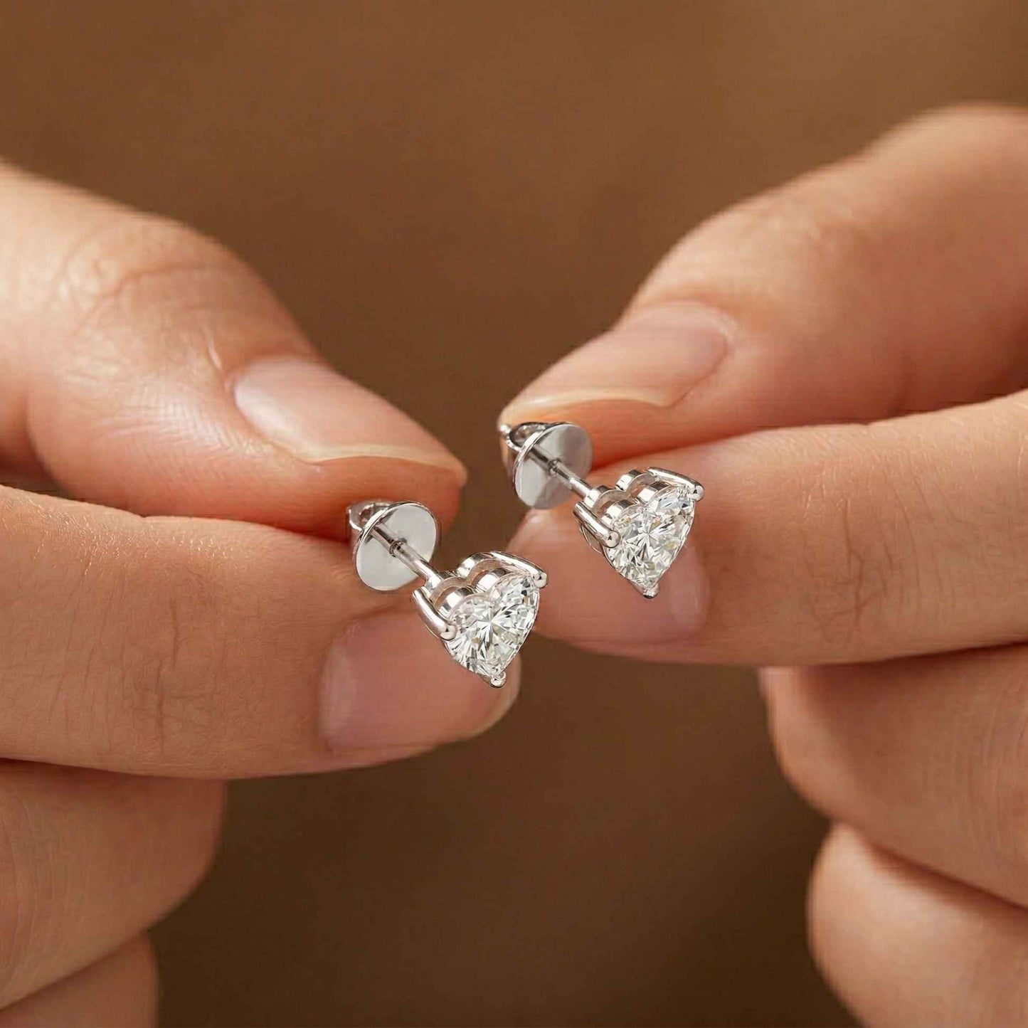 1.5Ct Moissanite Classic Heart Cut Solitaire Stud Earrings