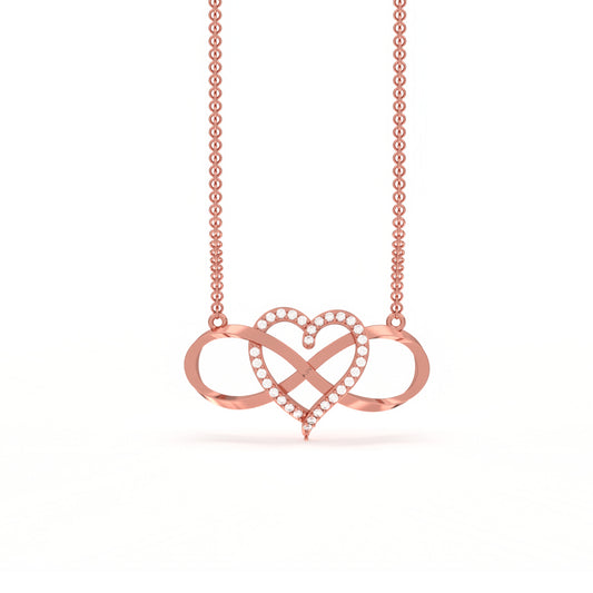 Rose Gold Heart Infinity Necklace