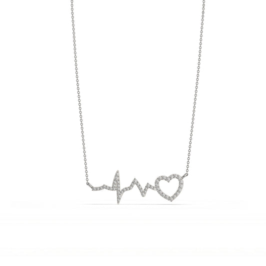 Silver Zircon Heartbeat Necklace
