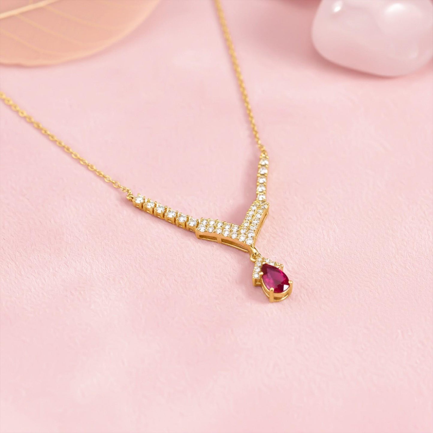 Golden Romantique Curved Drop Necklace