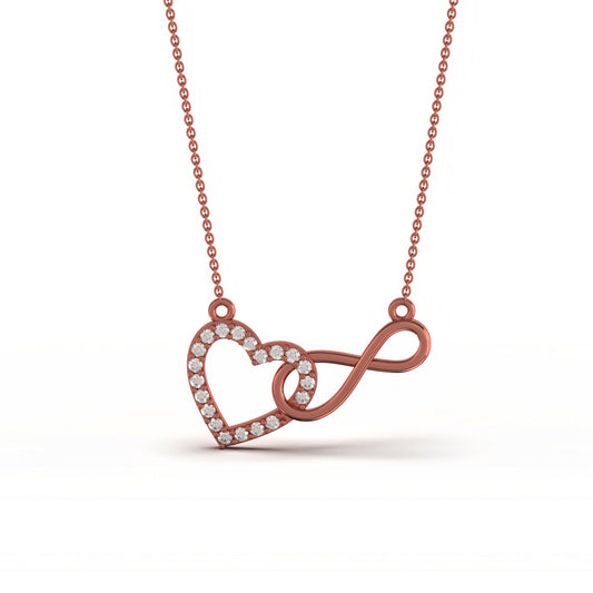 Rose Gold Infinity Zircon Heart Necklace For Women