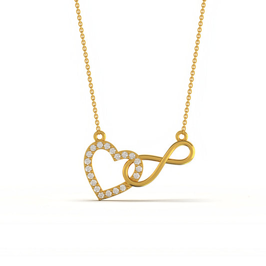 Golden Heart Infinity Zircon Necklace For Women